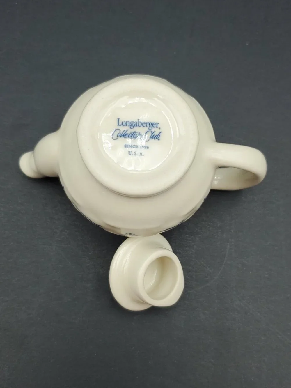Longaberger Collectors Club Miniature Teapot Woven Traditions Classic Blue Mini